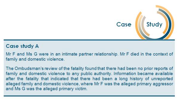 Family and Domestic Violence Fatality Review Case Study A