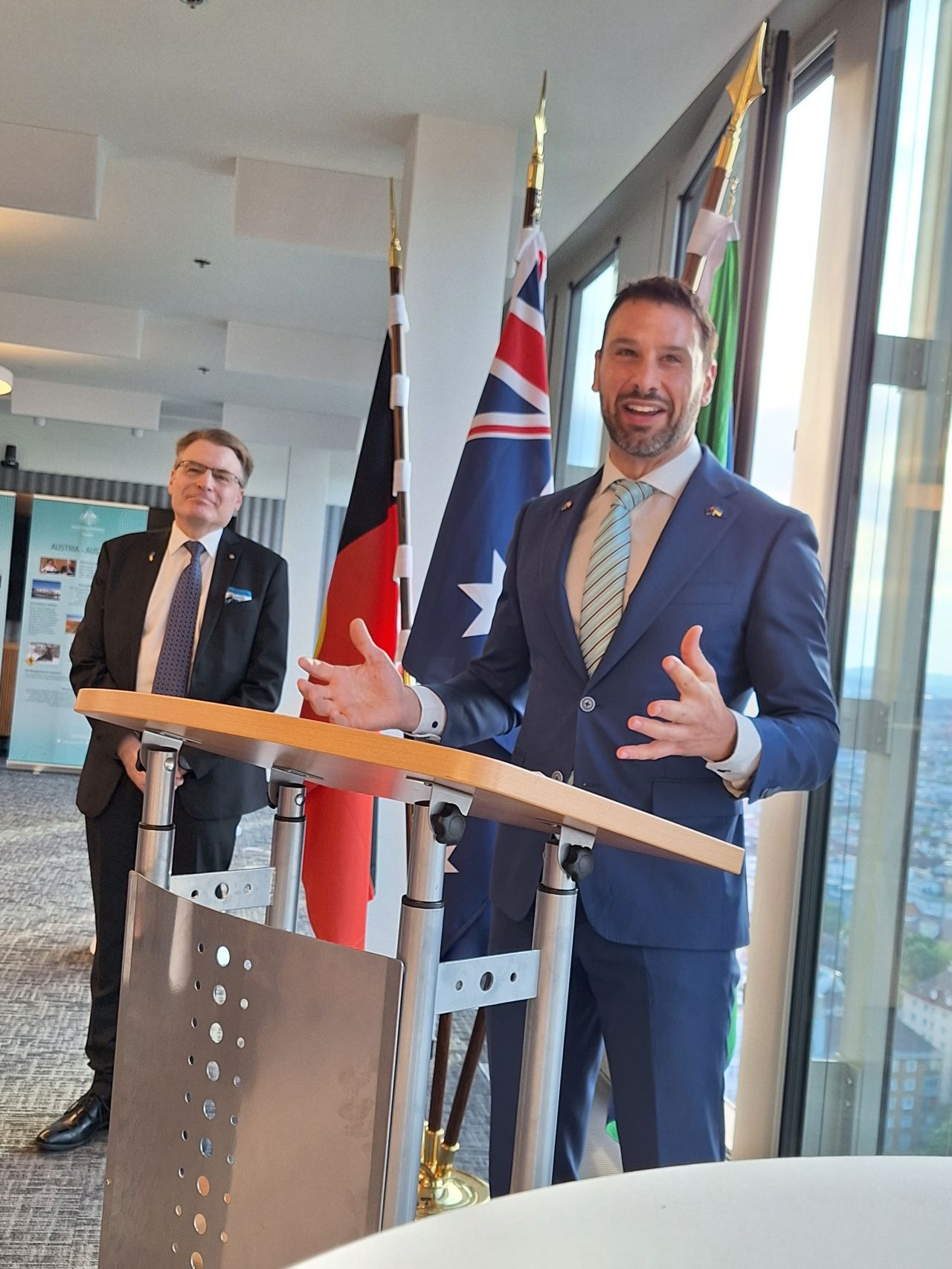 Chargé d’Affaires of the Australian Embassy in Vienna, Mr Emil Stojanovski, addressing Welcome Reception guests.
