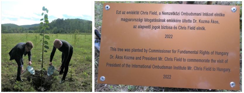 Chris Field, President of the International Ombudsman Institute (IOI) and Western Australian Ombudsman, planting a memorial tree in Nyírerdő Nyírségi Erdészeti Zrt State Forest 