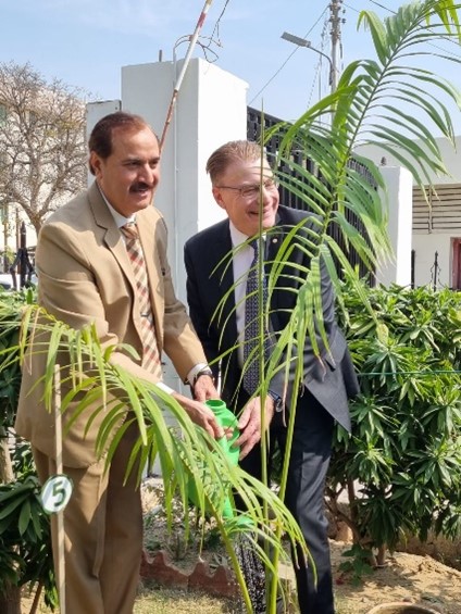 President Field and Provincial Ombudsman Sindh, Ajaz Ali Khan, plant a palm  tree in the gardens of the office of the Ombudsman Sindh.