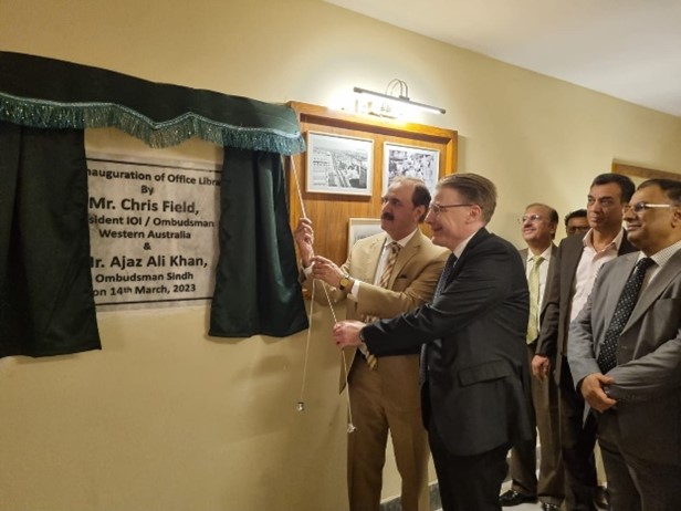 President Field and Provincial Ombudsman Sindh, Ajaz Ali Khan, jointly  inaugurate the new library of the office of the Ombudsman Sindh.