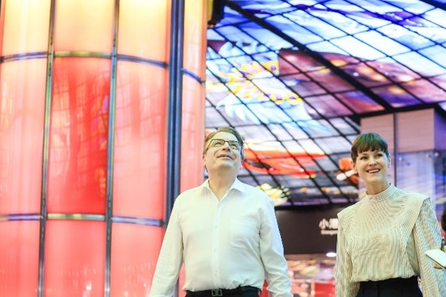 President Field and his Chief of Staff, Rebecca Poole, at Kaohsiung Formosa Boulevard Station’s ‘Dome of Light’